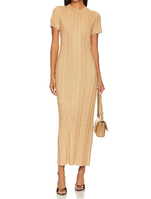 Women's Boat-Neck DressesValleta Midi Dress In Gold Shimmer Knit