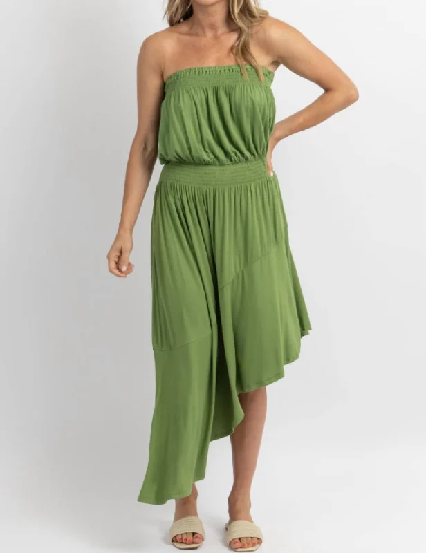 Women's Sweetheart-Neck DressesWillow Ayanna Asymmetric Midi Dress In Green