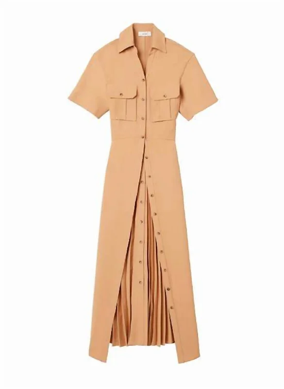 Women's Mandarin Collar DressesWomen's Florence Midi Dress In Tan