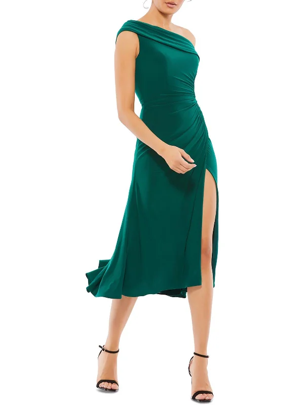 Women's V-Shaped-Neck DressesWomens Ruched Long Midi Dress