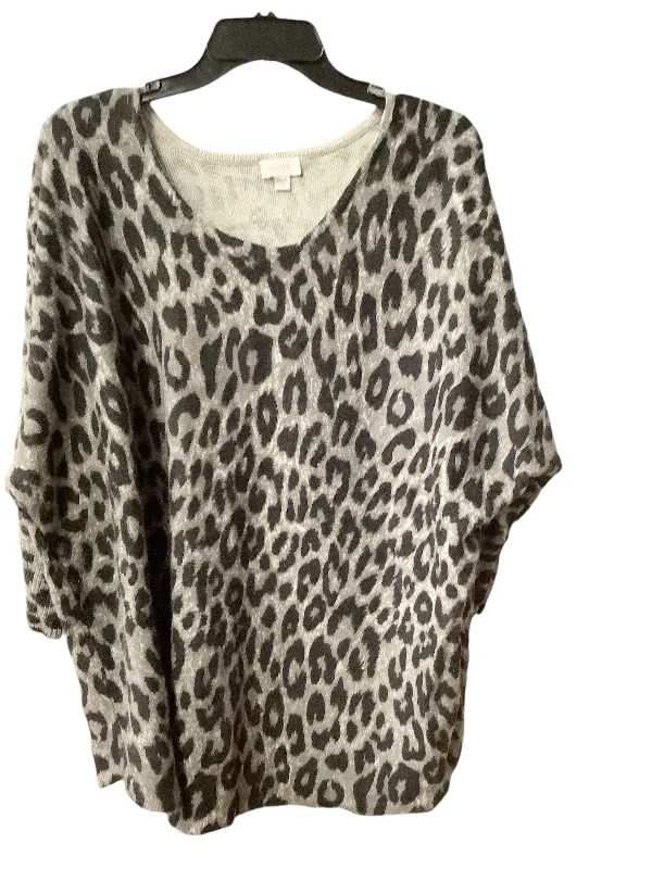 Women's Blouse with Long SleevesTop 3/4 Sleeve By Avenue In Animal Print, Size: 2x