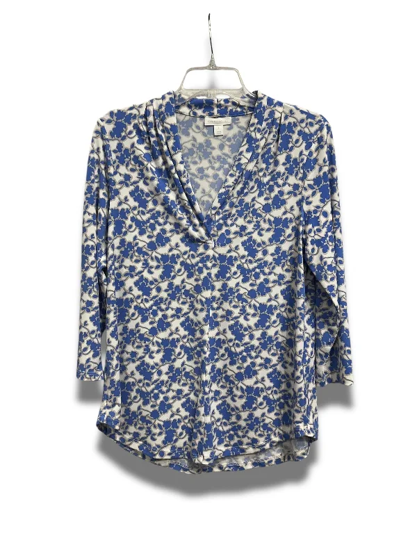 Women's Blouse with Bell SleevesTop 3/4 Sleeve By Charter Club In Floral Print, Size: S