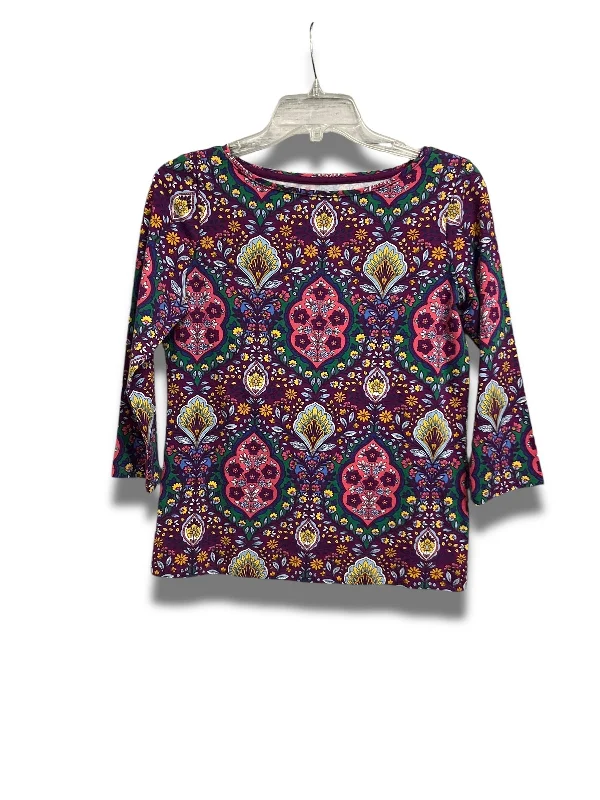 Women's Blouse with SmockingTop 3/4 Sleeve By Talbots In Multi-colored, Size: S