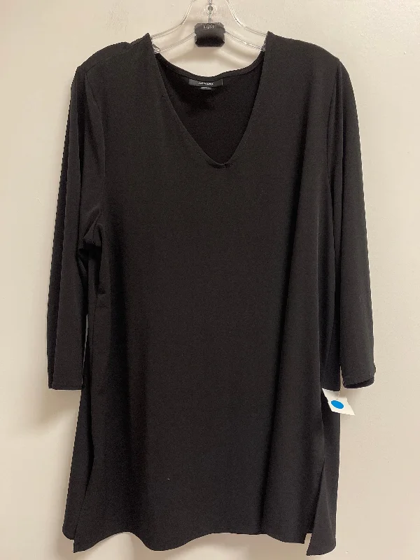 Women's Blouse with V-Shaped CollarTop Long Sleeve By Alfani In Black, Size: Xl