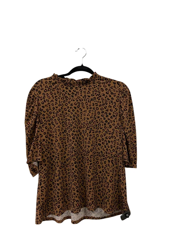 Women's Blouse with Lapel CollarTop Long Sleeve By Cece In Animal Print, Size: Xl