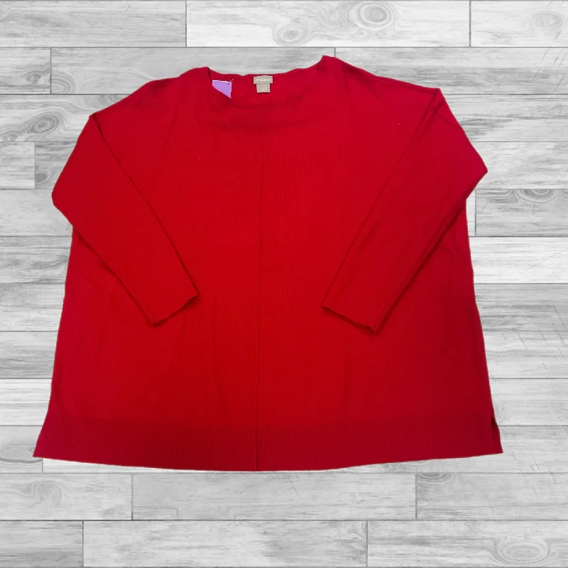 Women's Blouse with Collarless DesignTop Long Sleeve By Chicos In Red, Size: 1