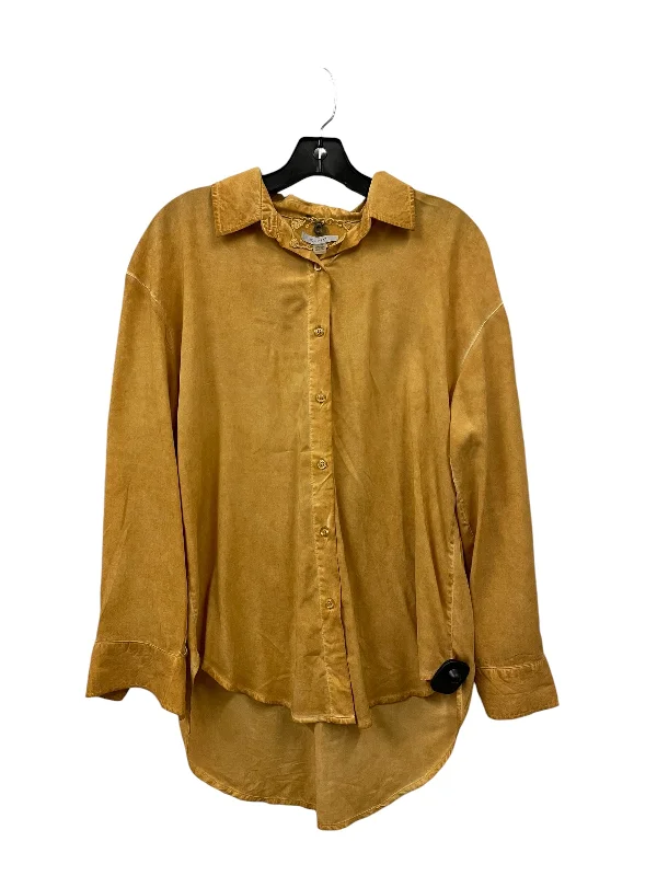 Women's Blouse with FlouncesTop Long Sleeve By Cupio In Yellow, Size: S