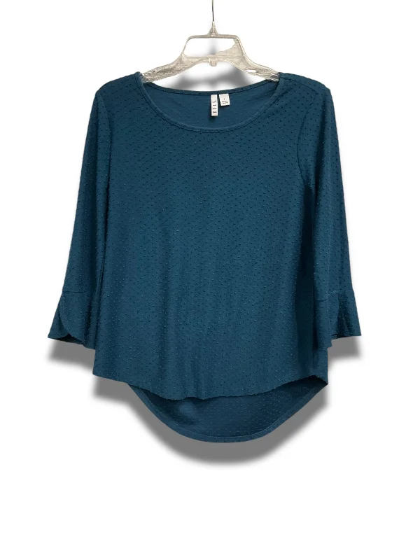 Women's Blouse with Long SleevesTop Long Sleeve By Elle In Teal, Size: S