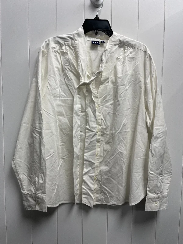 Women's Blouse with Shawl CollarTop Long Sleeve By Gap In White, Size: Xl