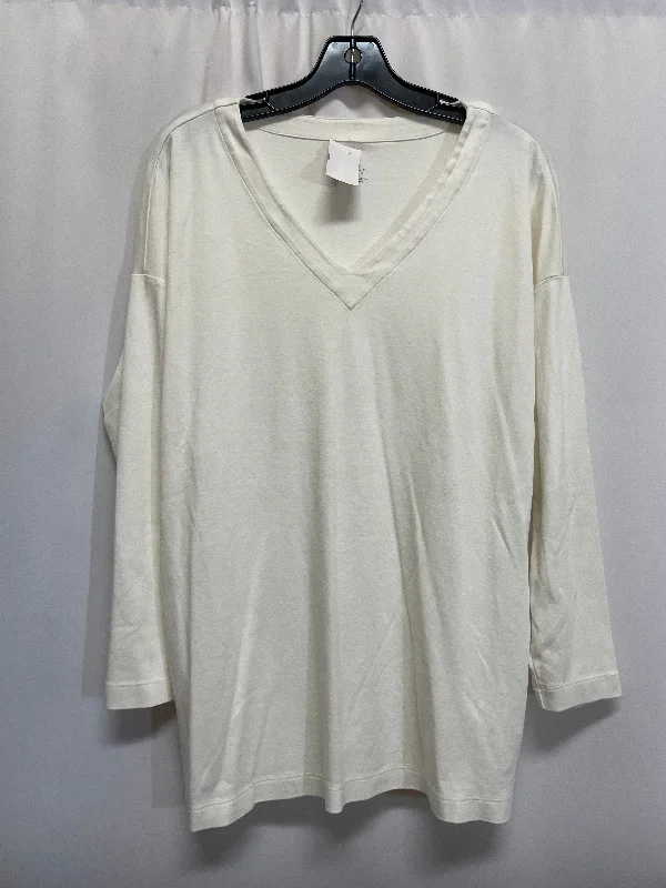 Women's Blouse with Boat CollarTop Long Sleeve By J. Jill In Cream, Size: L