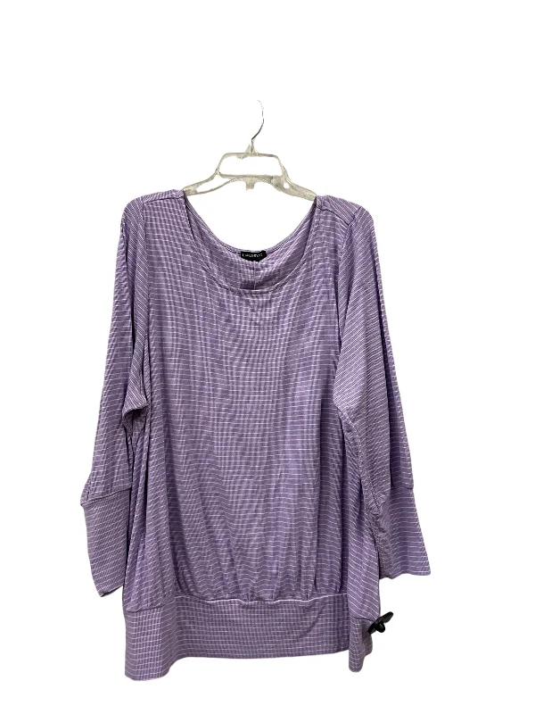 Women's Blouse with BeadsTop Long Sleeve By Lane Bryant In Purple, Size: 4x