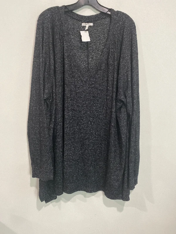 Women's Blouse with SmockingTop Long Sleeve By Maurices In Grey, Size: 3x