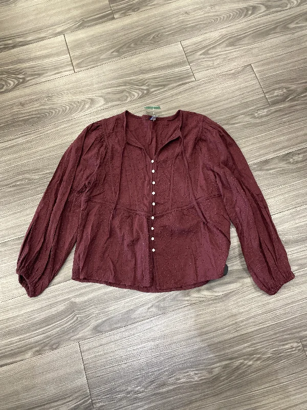 Women's Blouse with Short SleevesTop Long Sleeve By Old Navy In Red, Size: M