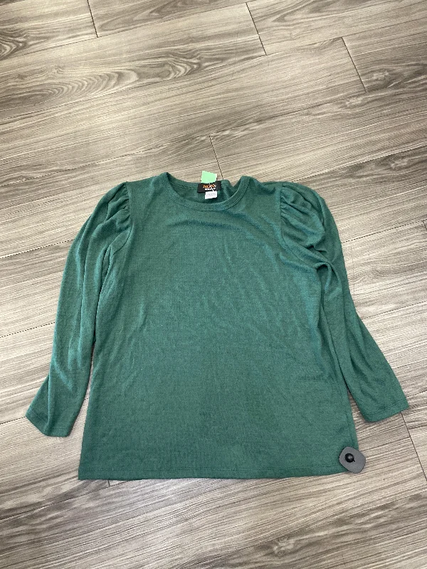 Women's Blouse with Cropped LengthTop Long Sleeve By Renee C In Green, Size: 1x