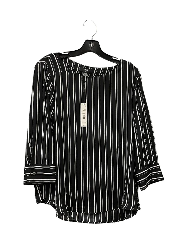 Women's Blouse with U-Shaped NeckTop Long Sleeve By Tahari By Arthur Levine In Black, Size: M