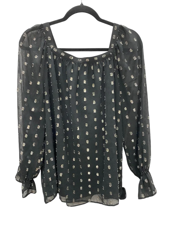 Women's Blouse with Shawl CollarTop Long Sleeve By Talbots In Black, Size: L