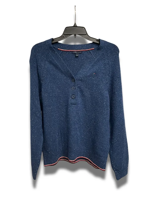 Women's Blouse with FrillsTop Long Sleeve By Tommy Hilfiger In Blue, Size: S