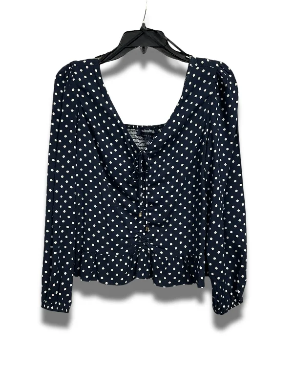 Women's Blouse with FlouncesTop Long Sleeve By Tommy Hilfiger In Polkadot Pattern, Size: S