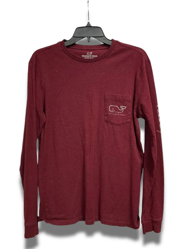 Women's Blouse with PleatsTop Long Sleeve By Vineyard Vines In Red, Size: S