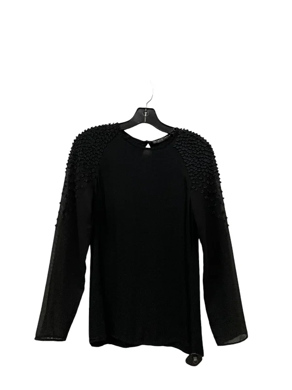 Women's Blouse with Mandarin CollarTop Long Sleeve By Zara Basic In Black, Size: S