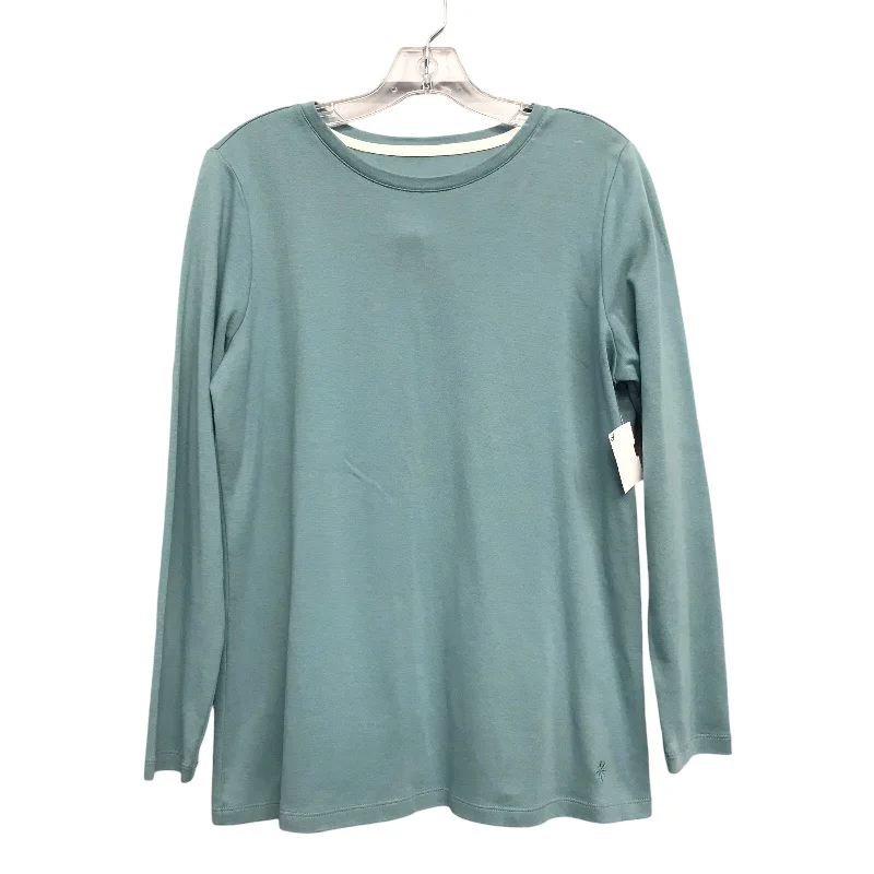 Women's Striped BlouseTop Ls Basic By Isaac Mizrahi Live Qvc In Green, Size:L