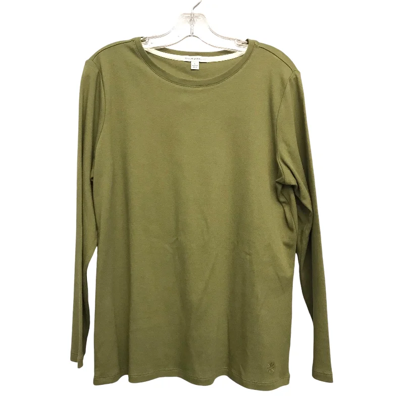 Women's Round-Neck BlouseTop Ls Basic By Isaac Mizrahi Live Qvc In Green, Size:L