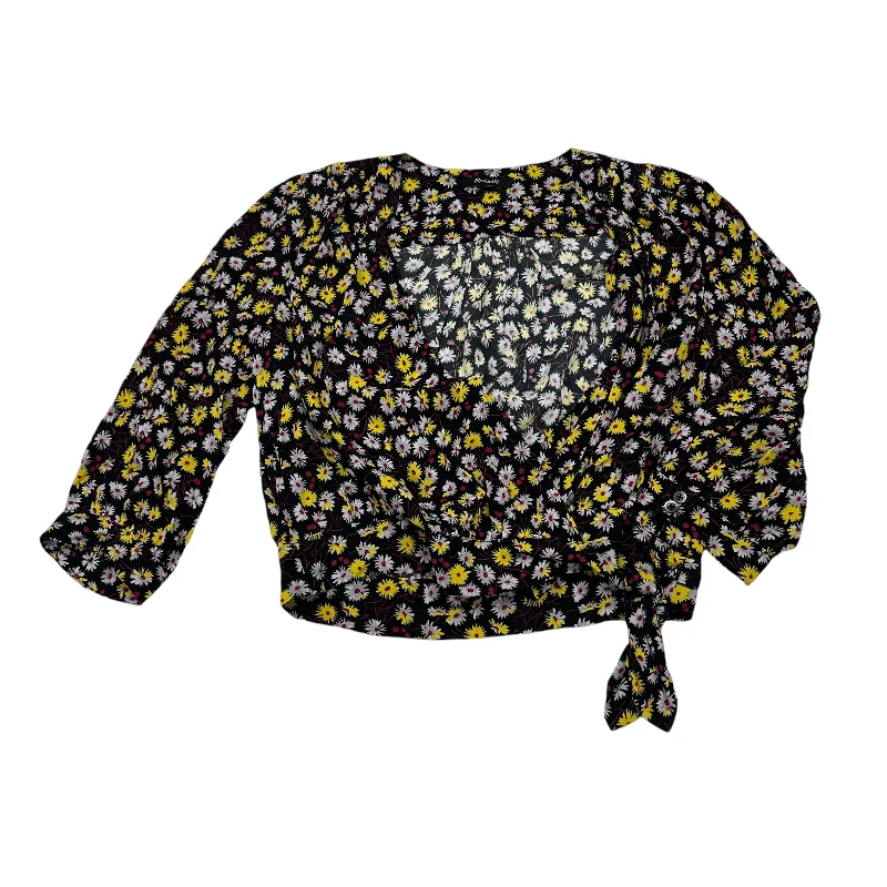 Women's Blouse with RufflesTop Ls By Madewell In Black & Yellow, Size:S