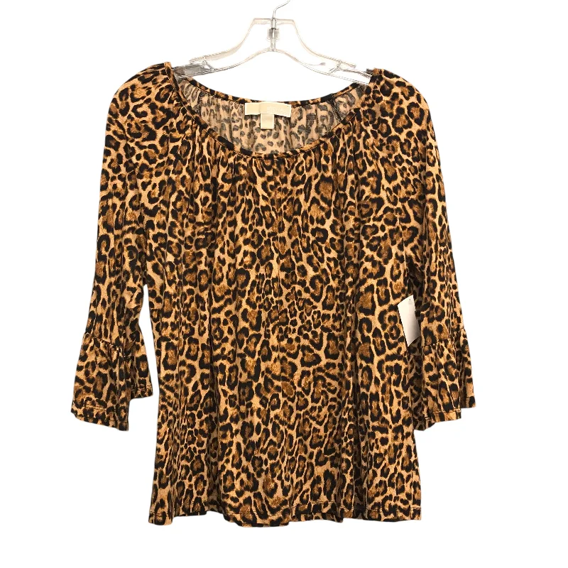 Women's Blouse with PeterTop Ls By Michael By Michael Kors In Animal Print, Size:Xl