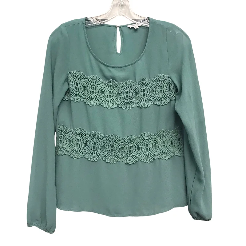 Women's V-Neck BlouseTop Ls By Naked Zebra In Green, Size:S