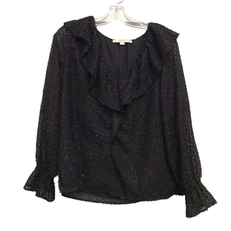 Women's Blouse with Mandarin CollarTunic Ls By Loft In Black, Size:Xs