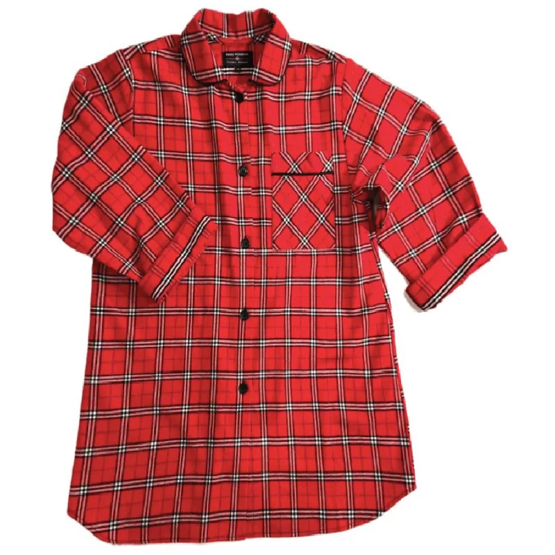 women's pajamas with button-fly115 / Easy Fit  Flannel Nightshirt in red/orange