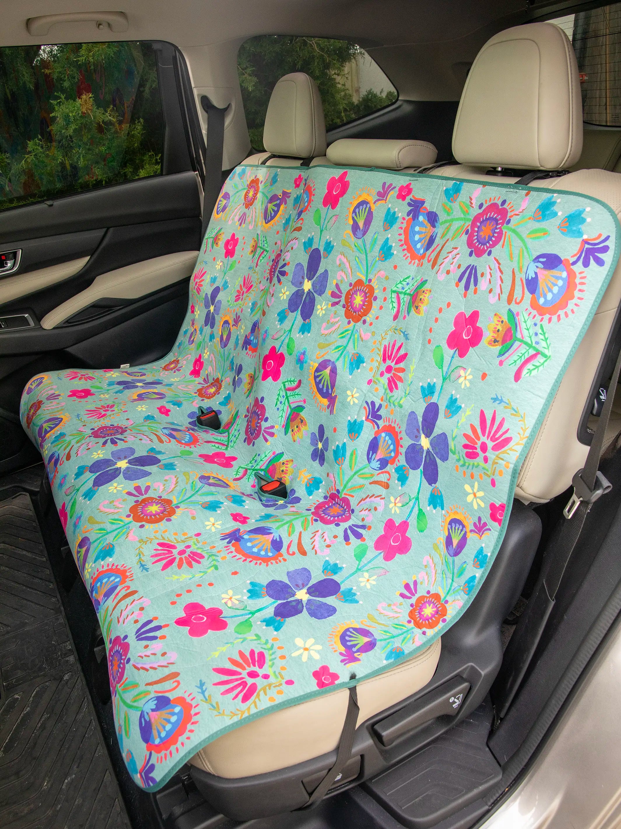 women's button-down pajama shirtsBack Car Seat Cover - Indigo Folk Flower