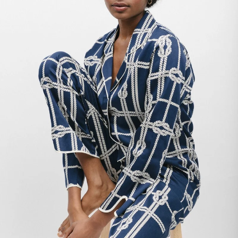 women's pajamas with drawstring waistFable & Eve - Spitalfields Print PJ Set - Navy