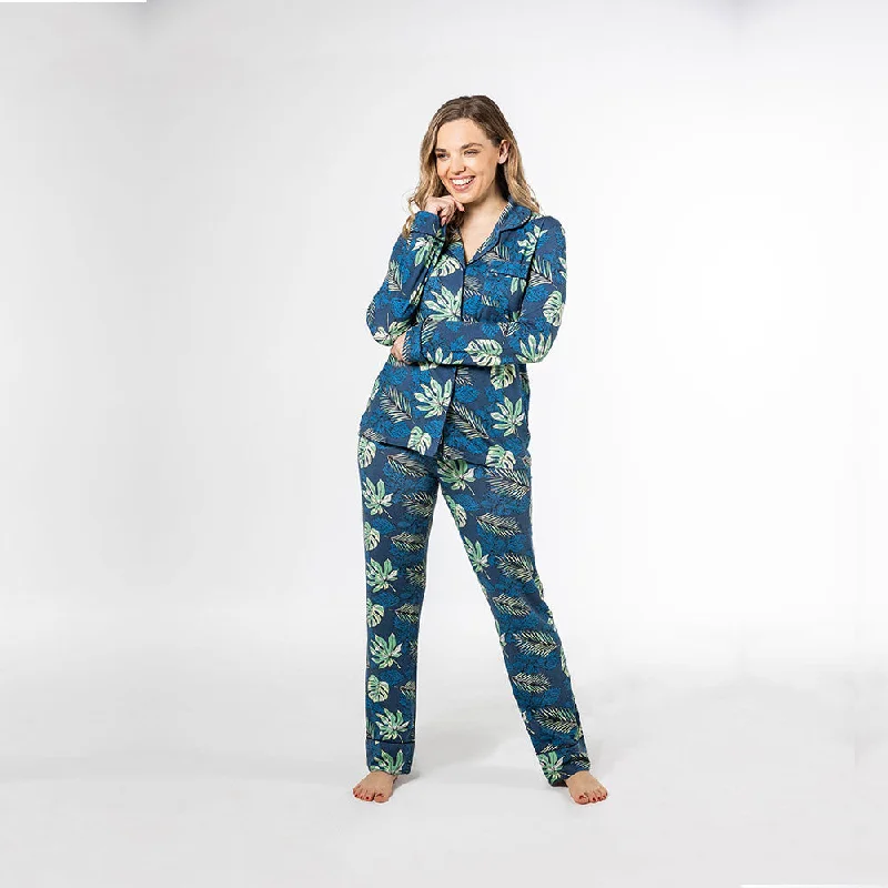 plus-size women's pajama pantsLarge leaf print bamboo pyjamas