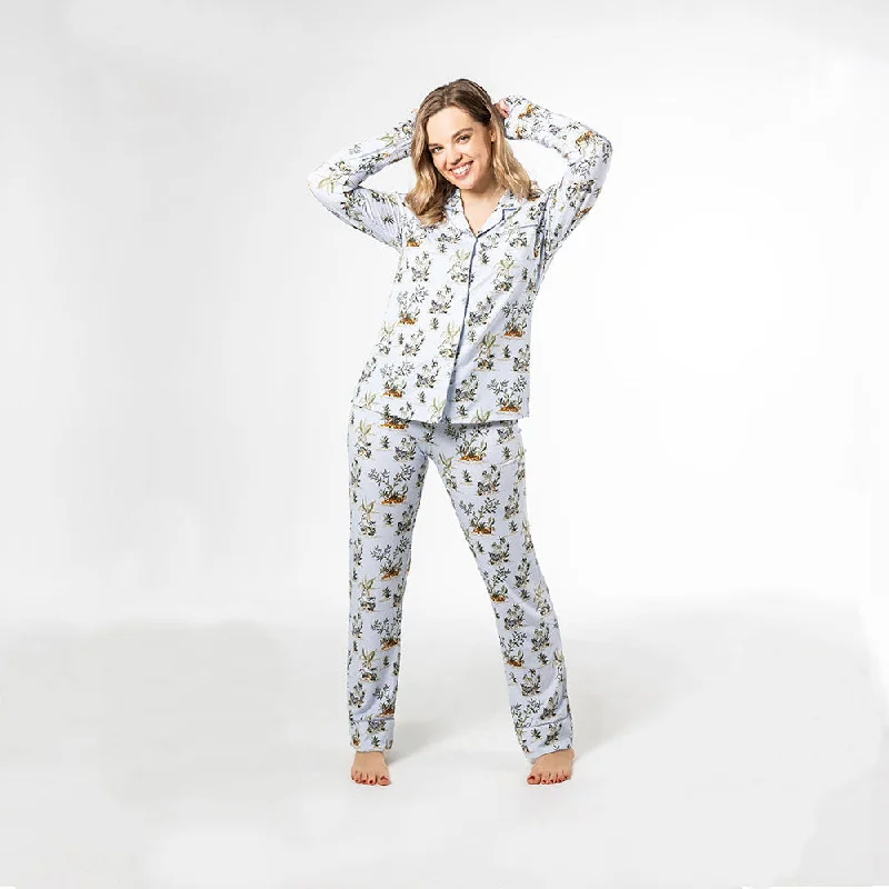 women's pajamas with lace trimLion and Zebra print bamboo pyjamas