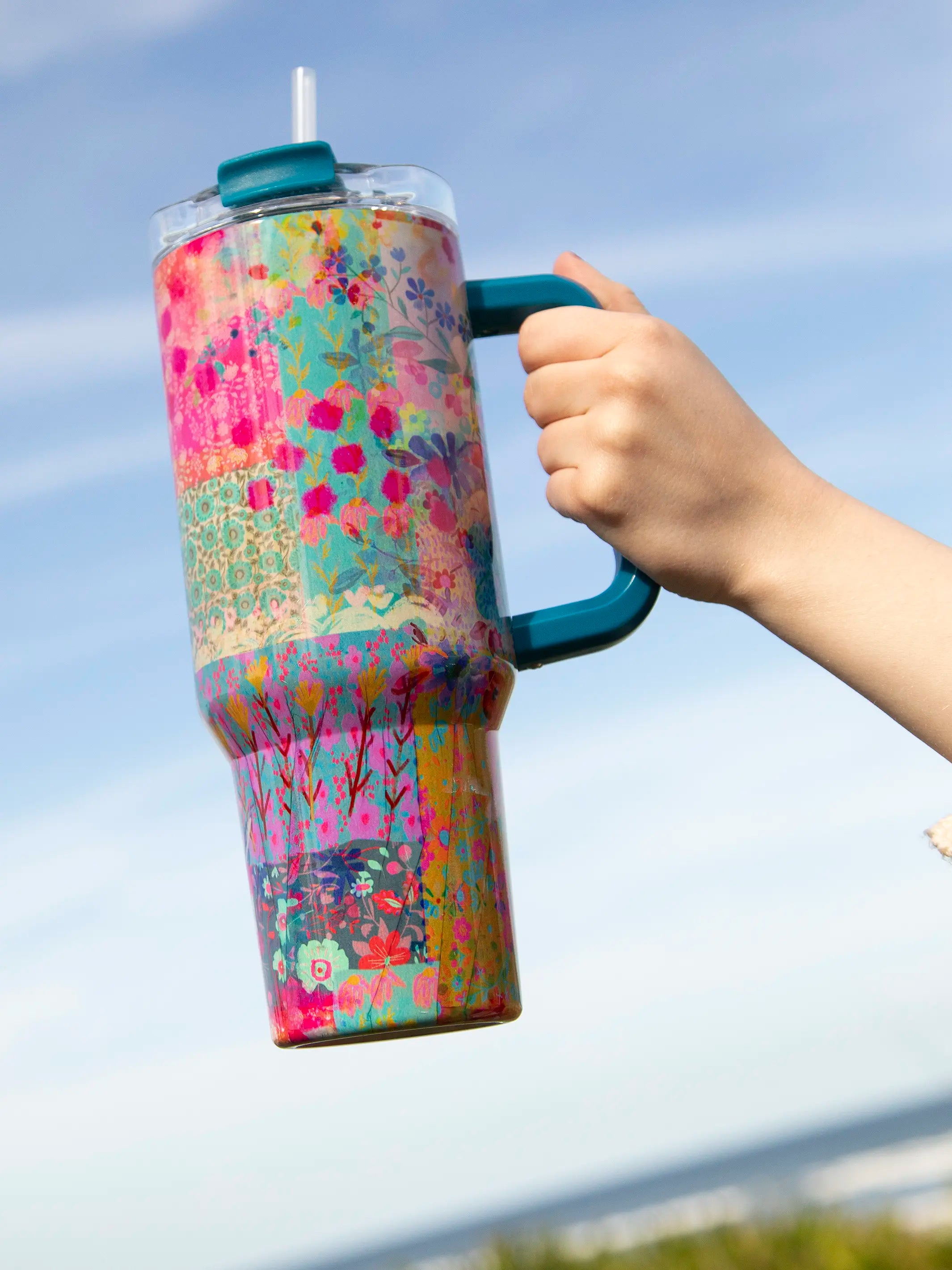 women's pajamas with a subtle shimmerMega 40oz Tumbler - Pink Watercolor Patchwork