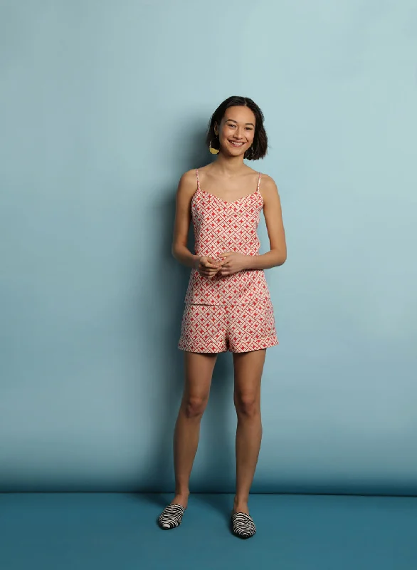 women's pajamas made from organic cottonMulberry Silk Camisole & Shorts Set - Leh Scarlet