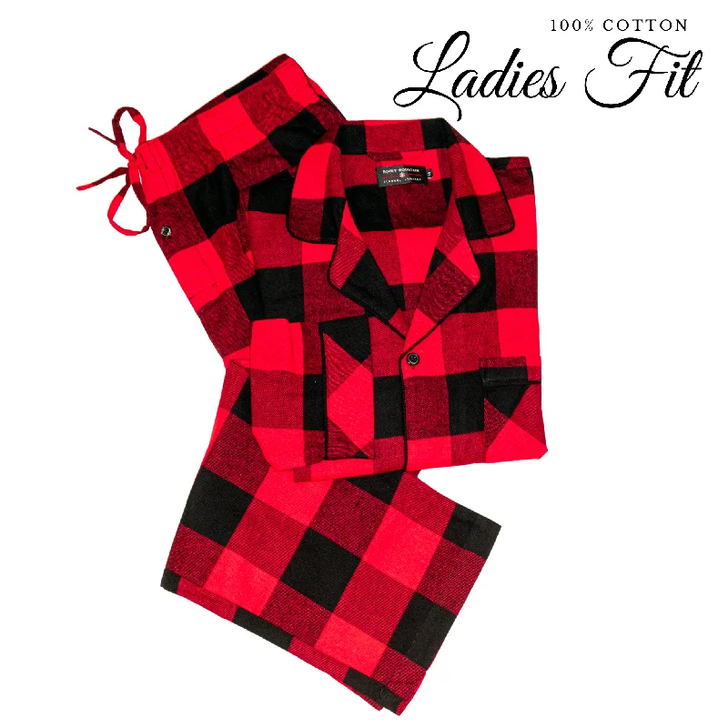 plus-size women's pajama pantsLadies 2pc. Flannel Pyjama / Red and Black Buffalo Check